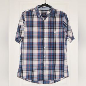 Chaps short sleeve plaid button down shirt